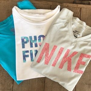 Girls 3 Pack Shirts. Nike-Champion-Faded Glory